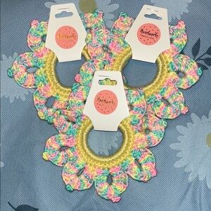 Set of 3 Pastel Crochet Hair Scrunchies